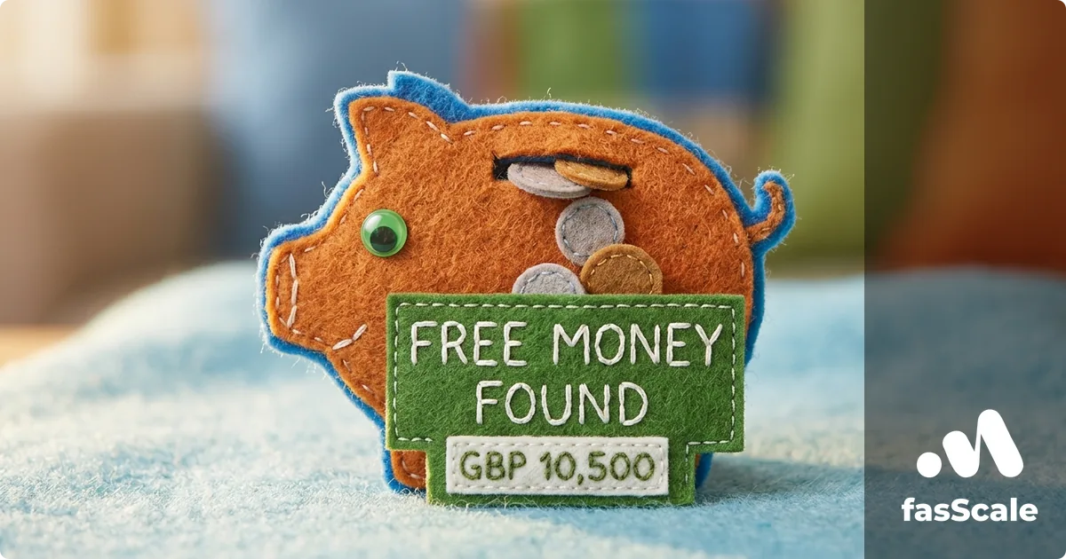 Felt-style green piggy bank with a 'Free Money Found - £10,500' tag, illustrating how UK small businesses claim the £10,500 Employment Allowance