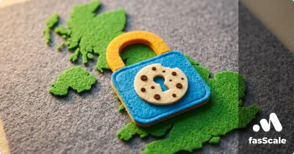 Felt UK map with padlock-and-cookie icon, representing UK GDPR for small businesses